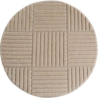 Nazar Rugs Teppich mit geometrischem Relief beige-rund D160 cm