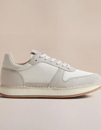 Hudson Womens NEKOMAR WOMENS SAND SUEDE TRAINER - Cream/Brown - Size: 5