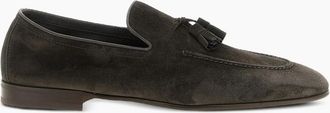 Brunello Cucinelli Mens Suede Tassel Loafers Navy - Brown - Size: 10