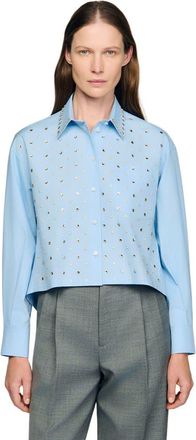 Sandro Rhinestone shirt in Sky Blue at Nordstrom, Size X-Large