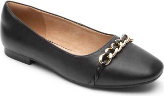 Rockport Womens Rockport Zoie CI9673 Ballet Flats Black Leather Slip On HTAT253