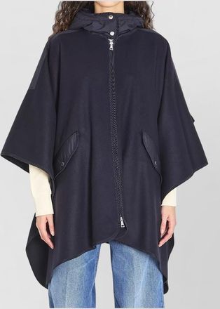 Moncler wool nylon cape hood and pockets