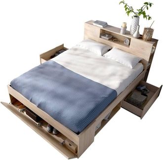 Dmora Dmora - Cama Doble Conching, Sommier Para Dormitorio, Estructura De Cama Por Habitaci&oacute;n, Estructura Del Sostenedor Del Colch&oacute;n, 150x219 H95 Cm, Antrac