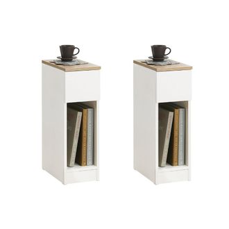 SoBuy Sobuy - Set De 2 Mesas Auxiliares Mesita De Noche Con 1 Caj&oacute;n Mesa Para Sal&oacute;n Comedor 20 X 35 X 60 Cm Fbt111-wnx2 Es