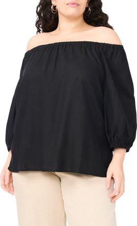 Vince Camuto Off the Shoulder Puff Sleeve Top in Rich Black at Nordstrom Rack, Size 2X