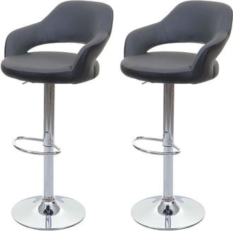 Hhg Hhg - Juego De 2 Taburetes De Bar 261, Taburete De Bar Taburete De Mostrador Taburete Giratorio, Con Respaldo Imitaci&oacute;n Cuero, Marr&oacute;n-negro