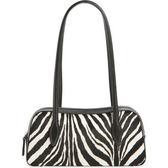 Madewell The Mini Top Zip Genuine Calf Hair Shoulder Bag in True Black Multi at Nordstrom