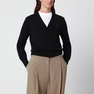 Ami Black Ami De Coeur cardigan in wool