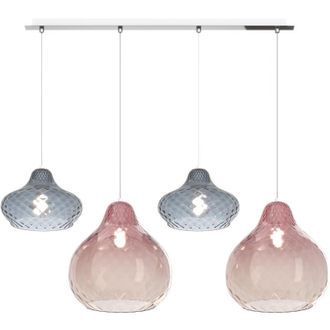 Top-Light Top-light - Lampadario Contemporaneo Dress Metallo Cromo Vetro Zaffiro-Ruggine 4 Luci E27