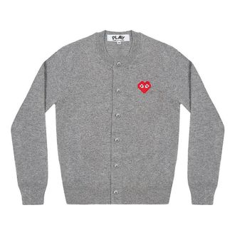 Comme Des Gar&ccedil;ons (WMNS) COMME des GARCONS PLAY Cardigan Invader Emblem Grey AZ-N083-051-2