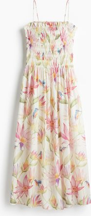 H&M Trägerkleid mit gesmoktem Oberteil - White