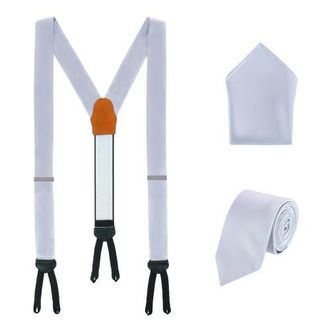 Trafalgar Store Sutton Solid Color Silk Brace Necktie and Pocket Square Set in Silver at Nordstrom