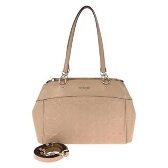 Coach Pre-owned Handbags, female, Beige, Size: ONE SIZE Pre-owned Signature Leather 2way Bag