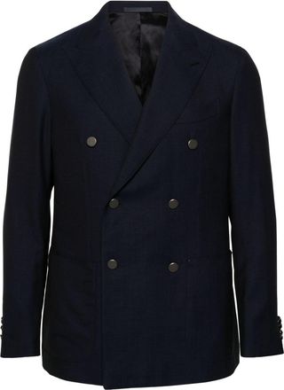 Caruso double-breasted wool blazer - men - Wool/Viscose/Cupro - 46 - Blue