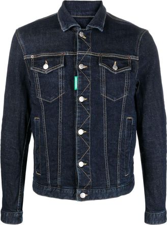 Dsquared2 embroidered-slogan denim jacket - men - Cotton/Elastane - 46 - Blue