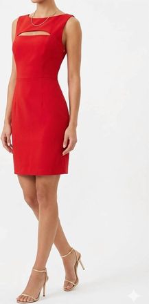 Milly Crepe Cutout Sheath Dress In Red