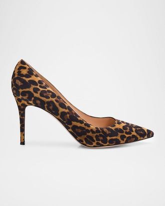 Gianvito Rossi 85mm Gianvito Leopard Suede Pointed-Toe Pumps