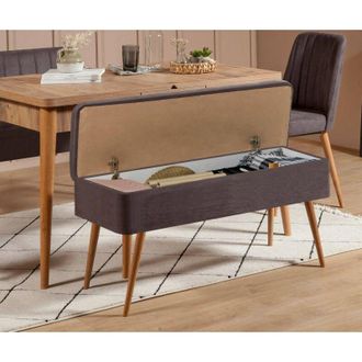 Dmora Dmora - Mesa Alph, Banco Multiusos, Asiento De Invitados, Cofre Multifuncional, 90x39h40 Cm, Nogal Y Antracita, Con Embalaje Reforzado