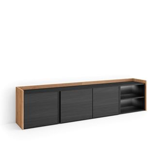 Skraut Home Mueble tv efecto madera negro y roble 207x35x50cm con Led