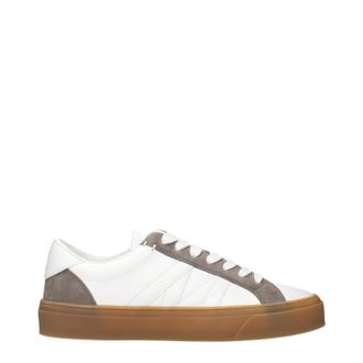 Moncler Monaco2 Herrens Ledersneaker Wei&szlig;/Taupe