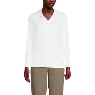 Lands End School Uniform Long Sleeve Feminine Fit Rapid Dry Polo Shirt in White at Nordstrom, Size Xx-Small