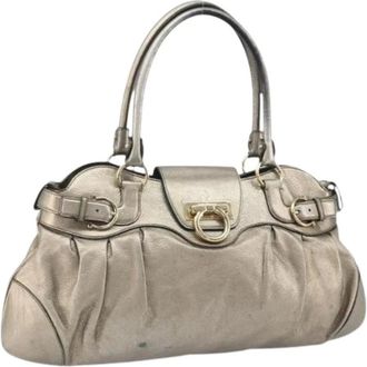 Ferragamo Pre-owned Handbags, female, Beige, Size: ONE SIZE Pre-owned Leather Handbag