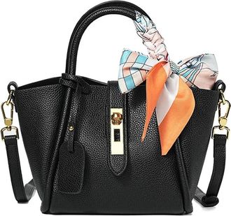 Generic Womens Leather Shoulder Bag - Small Bucket Tote & Crossbody Handbag for Casual Use(Black)