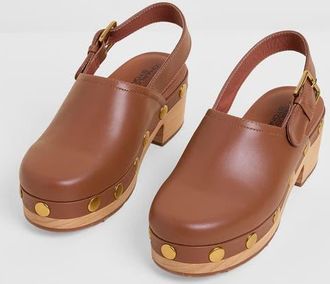 Charlotte Stone Jona Slingback Platform Studded Clog in Luggage at Nordstrom, Size 11