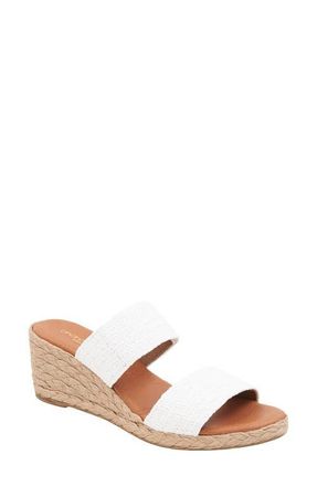 André Assous Nori Wedge Sandal in White Stretch at Nordstrom, Size 5