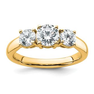 Diamond2Deal 14k Gold Lab Grown Diamond 3-Stone Wedding Band Ring 1.5Ct Clarity- VS Color- D-E