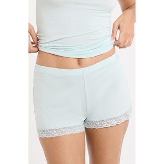 Etam Kitty Lace Trim Shorts in Blue Green at Nordstrom, Size X-Small
