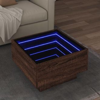 Berkfield Home Coffee Table with LED Brown Oak 50x50x30 cm Engineered Wood | Size: 50 x 50 x 30 cm