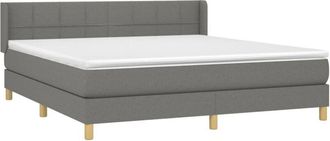 vidaXL Vidaxl - Cama Box Spring Con Colch&oacute;n Tela Gris Oscuro 180x200 Cm