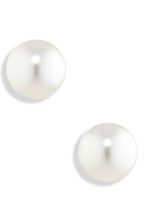 Swarovski Matrix Crystal Pearl Stud Earrings in White/Silver at Nordstrom