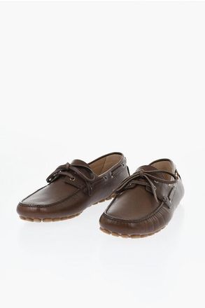 Valentino Hammered Leather Loafers with Laced Detail size 40,5