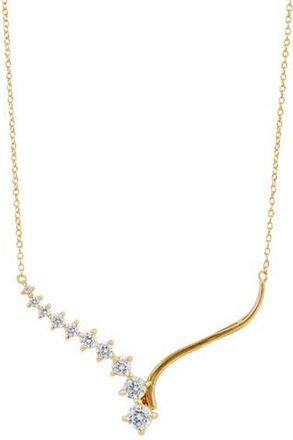 Savvy Cie Jewels Graduated Cubic Zirconia Bar Pendant Necklace in Yellow at Nordstrom Rack