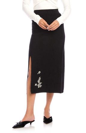 Fifteen Twenty Brett Floral Embellished Sweater Skirt in Black at Nordstrom, Size X-Small
