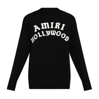 Amiri Round-neck Knitwear, male, Black, Size: XL Logo Sweater