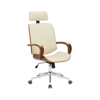 Clp Silla de oficina giratoria regulable en Simil cuero Nogal/crema