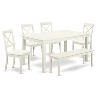 East West Furniture Dining Room Set Linen White, CABO6-LWH-LC