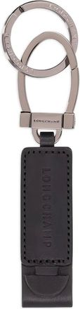 Longchamp logo keyring - men - Leather - One Size - Black