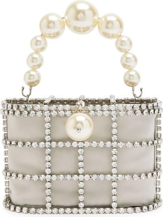 Rosantica Holli Crystal-embellished Satin top Handle bag - Silver - One Size