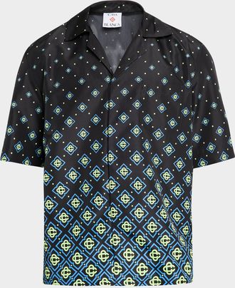 Casablanca Mens Gradient Monogram Short-Sleeve Shirt