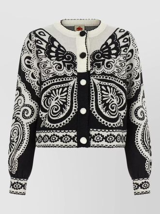 Farm Rio jacquard cropped cardigan