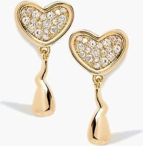 Yoj Heart Midi Crystal Face On Stud Earrings In Gold at Nordstrom