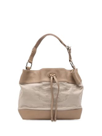 Burberry 2000-2017 Leather Trimmed Canvas Drawstring bucket bag - Brown