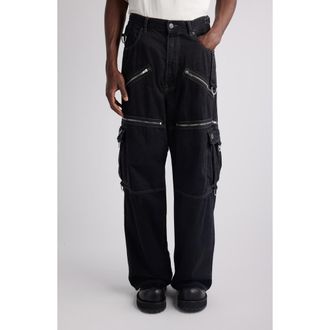 Balenciaga Cotton D-Ring Cargo Pants in 1071 Lightweight Black at Nordstrom, Size 32