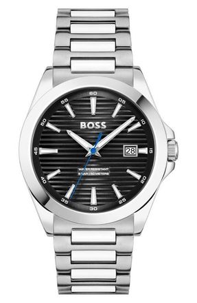 BOSS Strike Bracelet Watch, 41mm in Silver/Black at Nordstrom