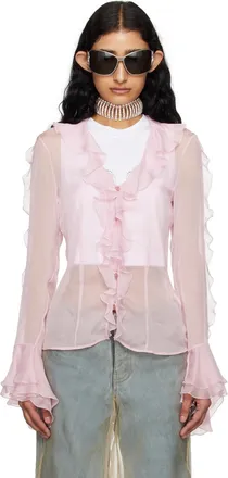 Blumarine Cotton T-shirt with pearls - Pink - Women | 2721185