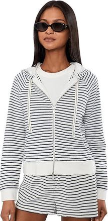 Tommy Bahama Suncoast Loop Terry Striped Hoodie Womens Sweatshirt Coconut : MD (US 8-10), Cotton/Polyester
